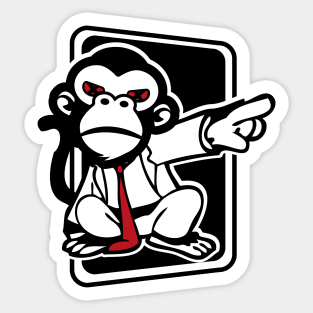 monkey with accusatory suit Sticker